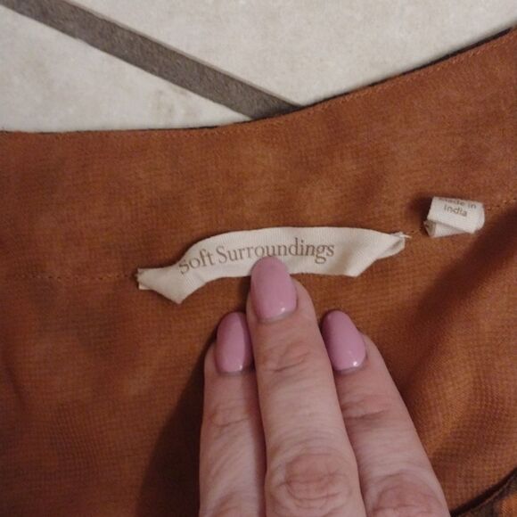 Soft Surroundings Venetian Midi Dress orange black zip top 3/4 sleeve fall 12 - Picture 4 of 12